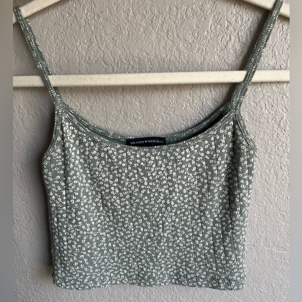 Size 0 Brandy Melville flowery crop top tank